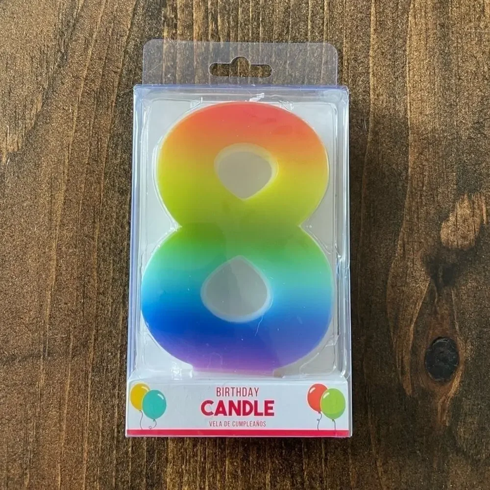 Number 8 Colorful Birthday Party Cake Candle Kids Youth Fun Brand New In Package